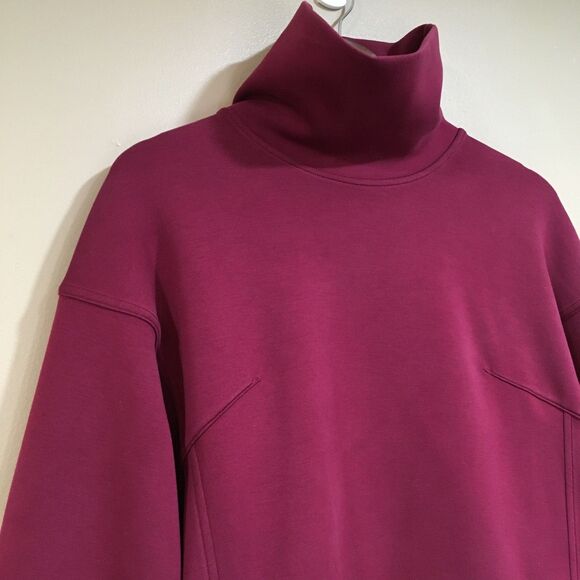 Lululemon Womens 6 Sweatshirt Top Funnel Neck Crossover Back Pink Berry Pocket - Picture 2 of 12